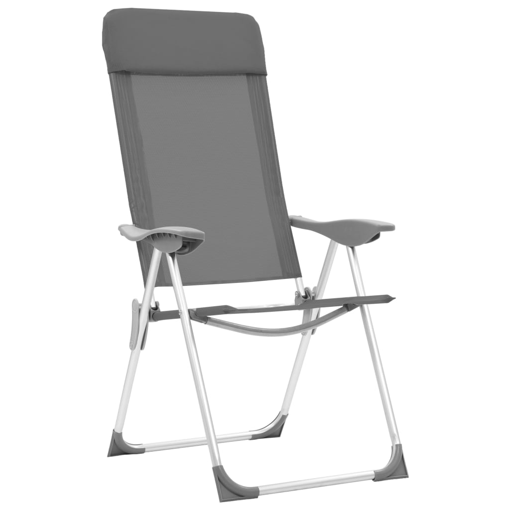 vidaXL Scaune de camping pliante, 4 buc., gri, aluminiu