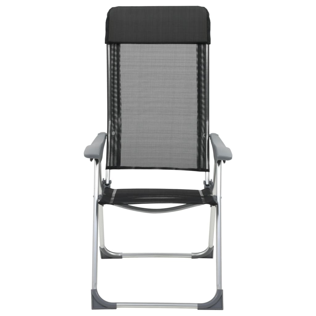 vidaXL Scaune de camping pliante, 4 buc., negru, aluminiu vidaXL Scaune de camping pliante, 4 buc., negru, aluminiu