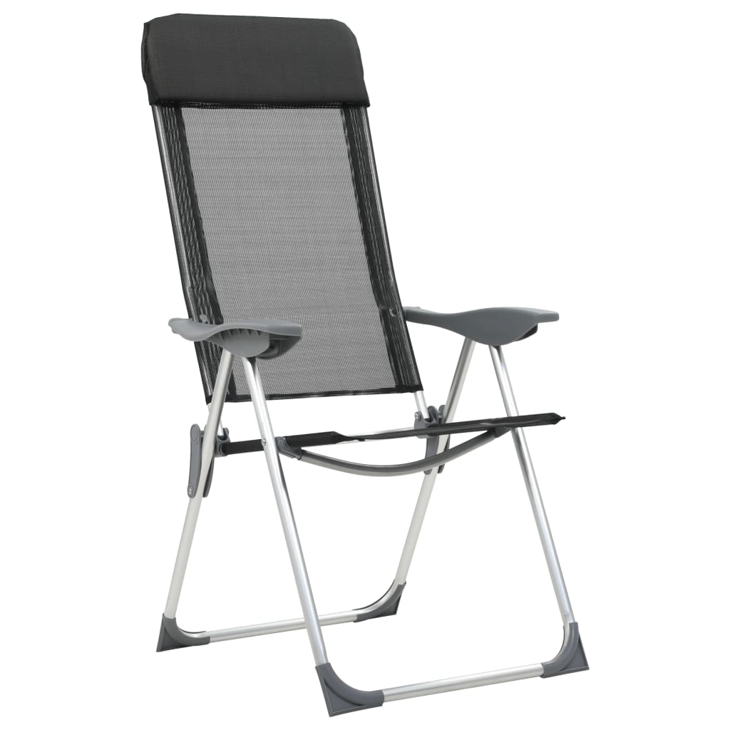 vidaXL Scaune de camping pliante, 4 buc., negru, aluminiu vidaXL Scaune de camping pliante, 4 buc., negru, aluminiu