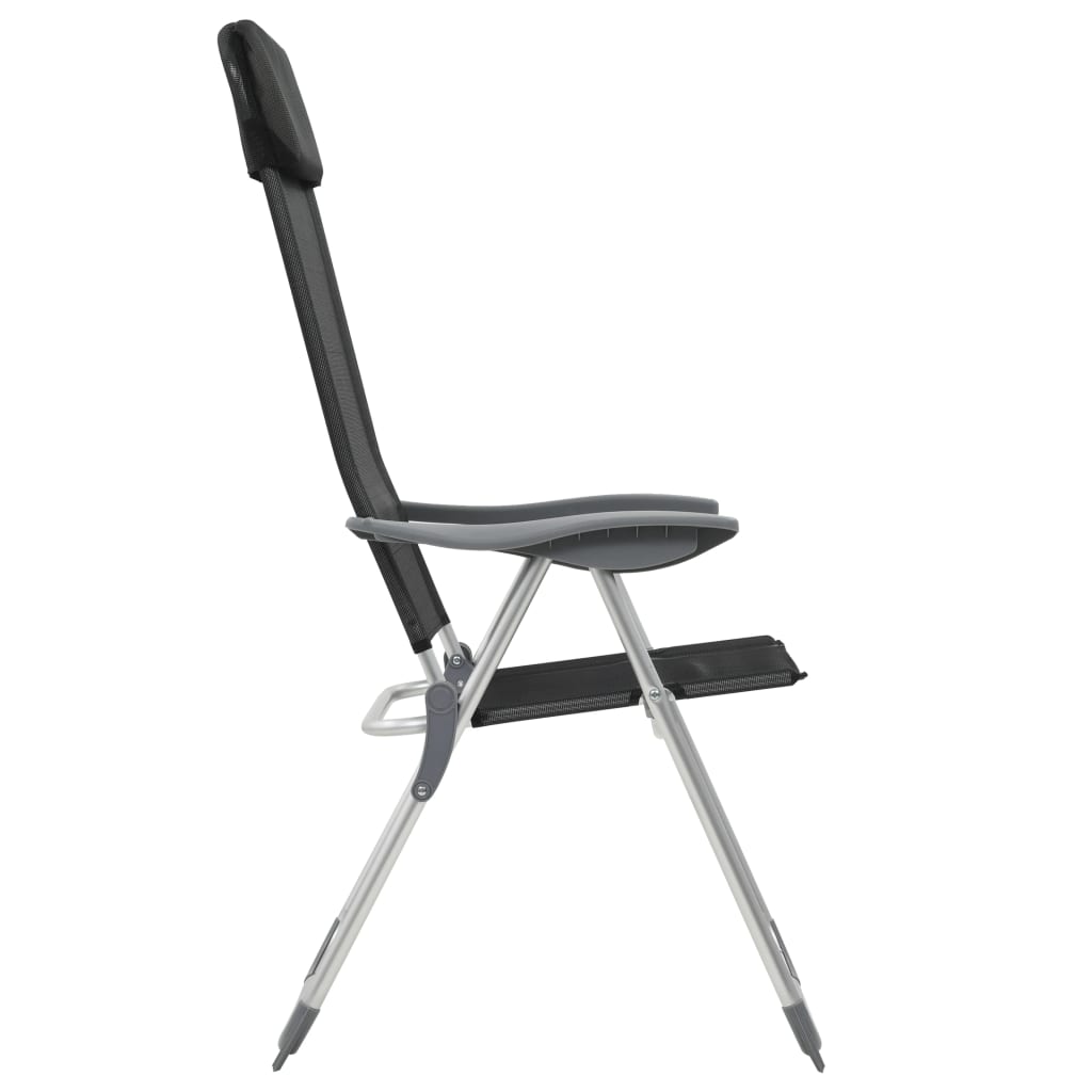 vidaXL Scaune de camping pliante, 4 buc., negru, aluminiu vidaXL Scaune de camping pliante, 4 buc., negru, aluminiu