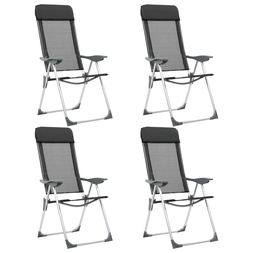 vidaXL Scaune de camping pliante, 4 buc., negru, aluminiu vidaXL Scaune de camping pliante, 4 buc., negru, aluminiu