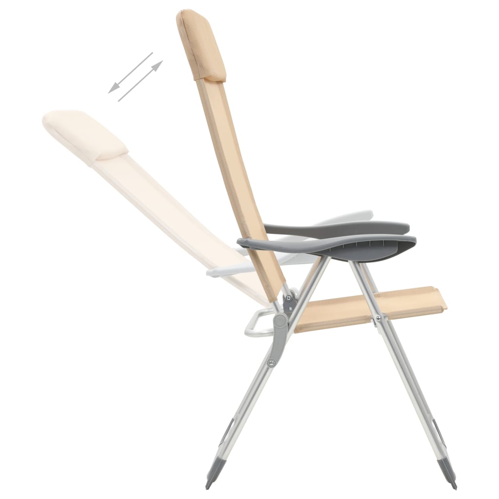 vidaXL Scaune de camping pliante, 4 buc., crem, aluminiu vidaXL Scaune de camping pliante, 4 buc., crem, aluminiu