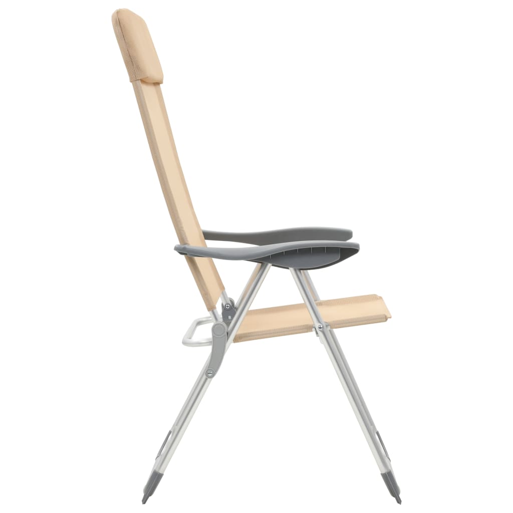 vidaXL Scaune de camping pliante, 4 buc., crem, aluminiu vidaXL Scaune de camping pliante, 4 buc., crem, aluminiu
