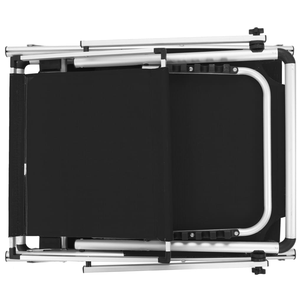 vidaXL Șezlong pliabil cu acoperiș, negru, aluminiu și textilenă vidaXL Șezlong pliabil cu acoperiș, negru, aluminiu și textilenă