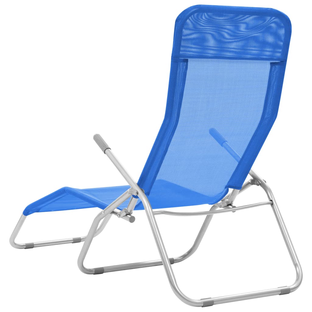 vidaXL Șezlonguri plajă pliabile 2 buc. albastru aluminiu & textilenă