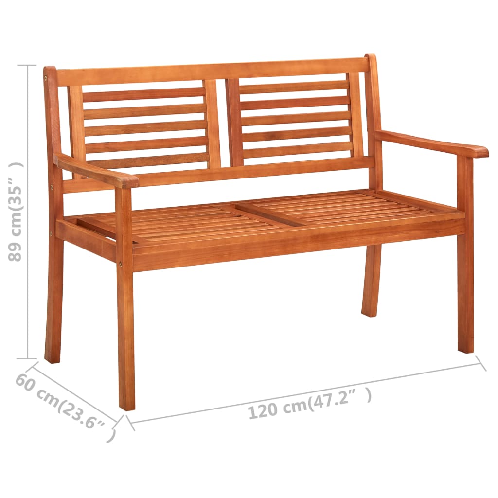 vidaXL Bancă de grădină cu 2 locuri, 120 cm, lemn masiv de eucalipt vidaXL Bancă de grădină cu 2 locuri, 120 cm, lemn masiv de eucalipt