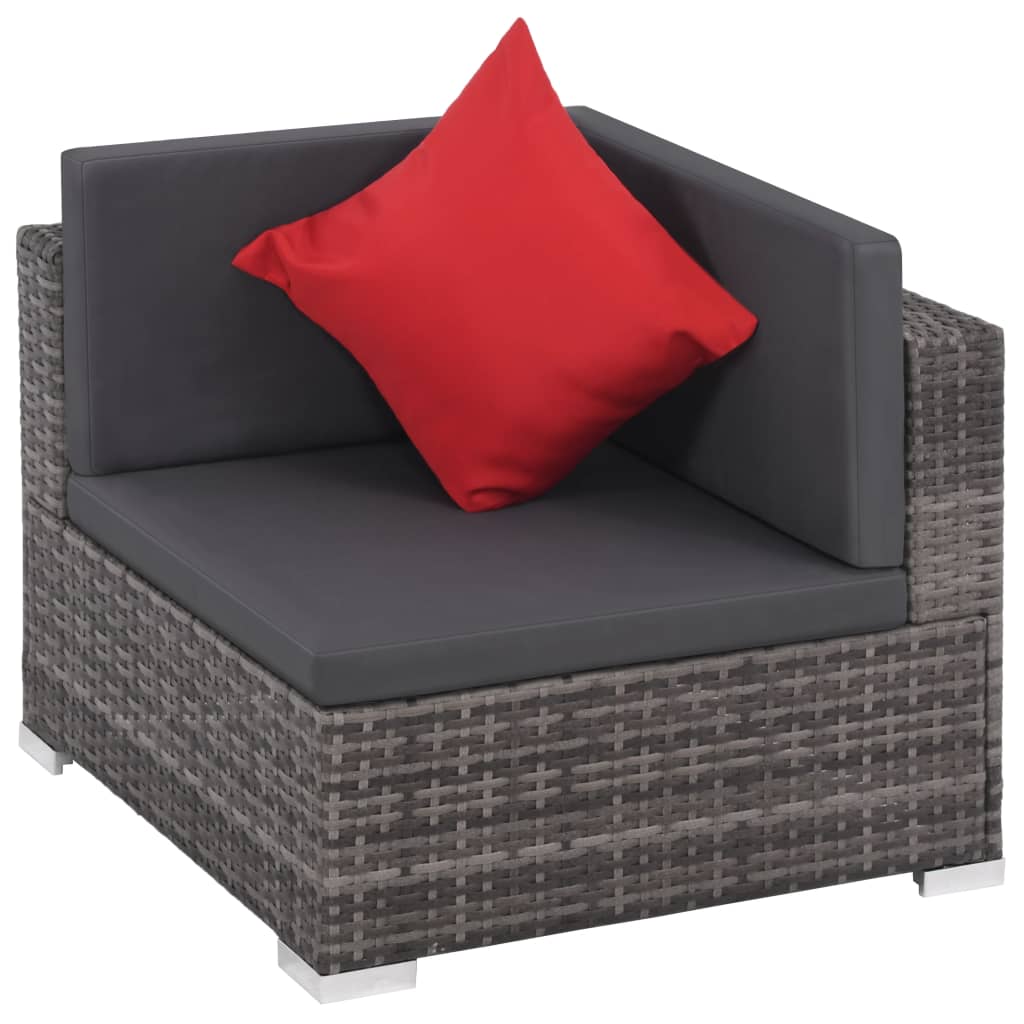 vidaXL Set mobilier de grădină cu perne, 8 piese, gri, poliratan vidaXL Set mobilier de grădină cu perne, 8 piese, gri, poliratan