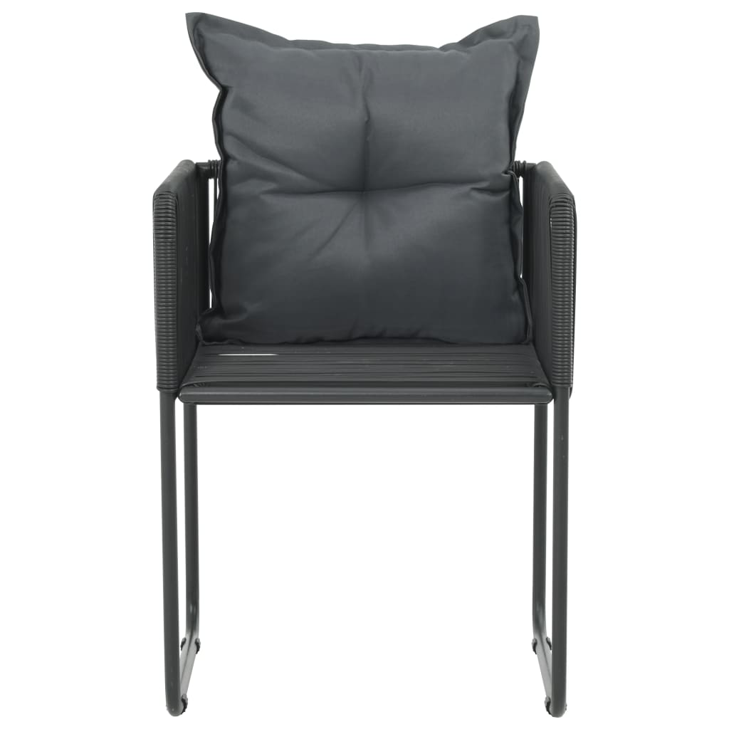 vidaXL Scaune de exterior cu perne, 2 buc., negru, poliratan vidaXL Scaune de exterior cu perne, 2 buc., negru, poliratan