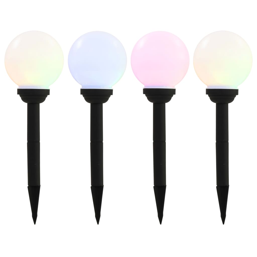 vidaXL Lămpi solare de exterior cu LED, 4 buc., 15 cm, RGB, sferic vidaXL Lămpi solare de exterior cu LED, 4 buc., 15 cm, RGB, sferic