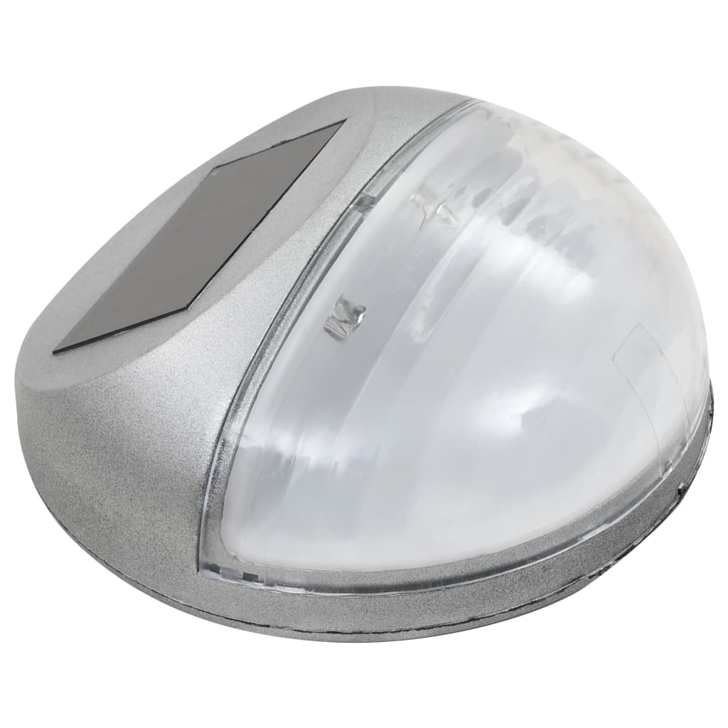 vidaXL Lămpi solare de exterior cu LED-uri, 12 buc., argintiu, rotund