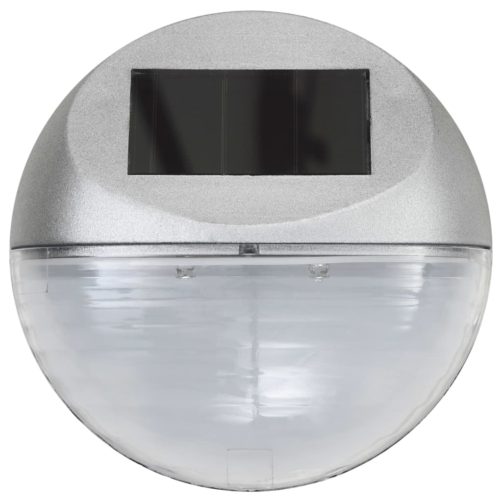 vidaXL Lămpi solare de exterior cu LED-uri, 12 buc., argintiu, rotund