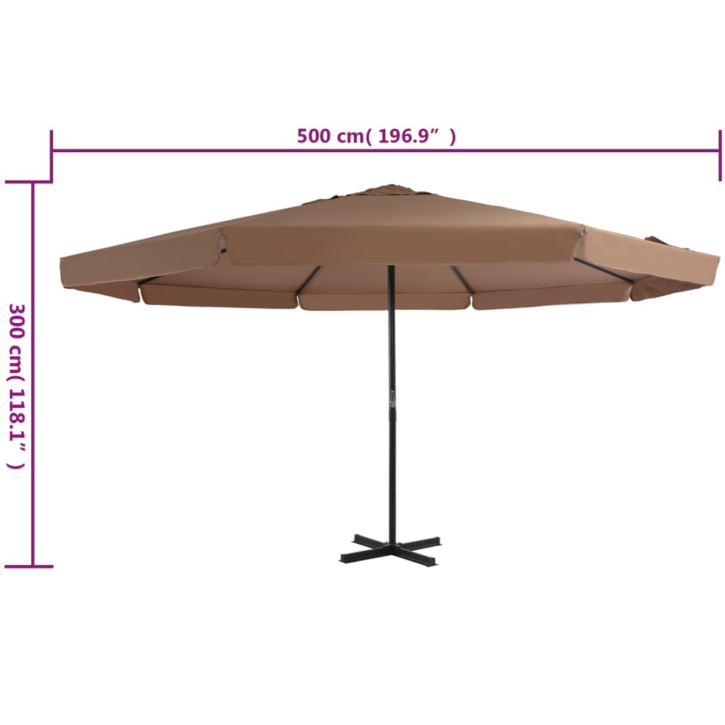 vidaXL Umbrelă soare exterior cu stâlp aluminiu gri taupe 500 cm vidaXL Umbrelă soare exterior cu stâlp aluminiu gri taupe 500 cm