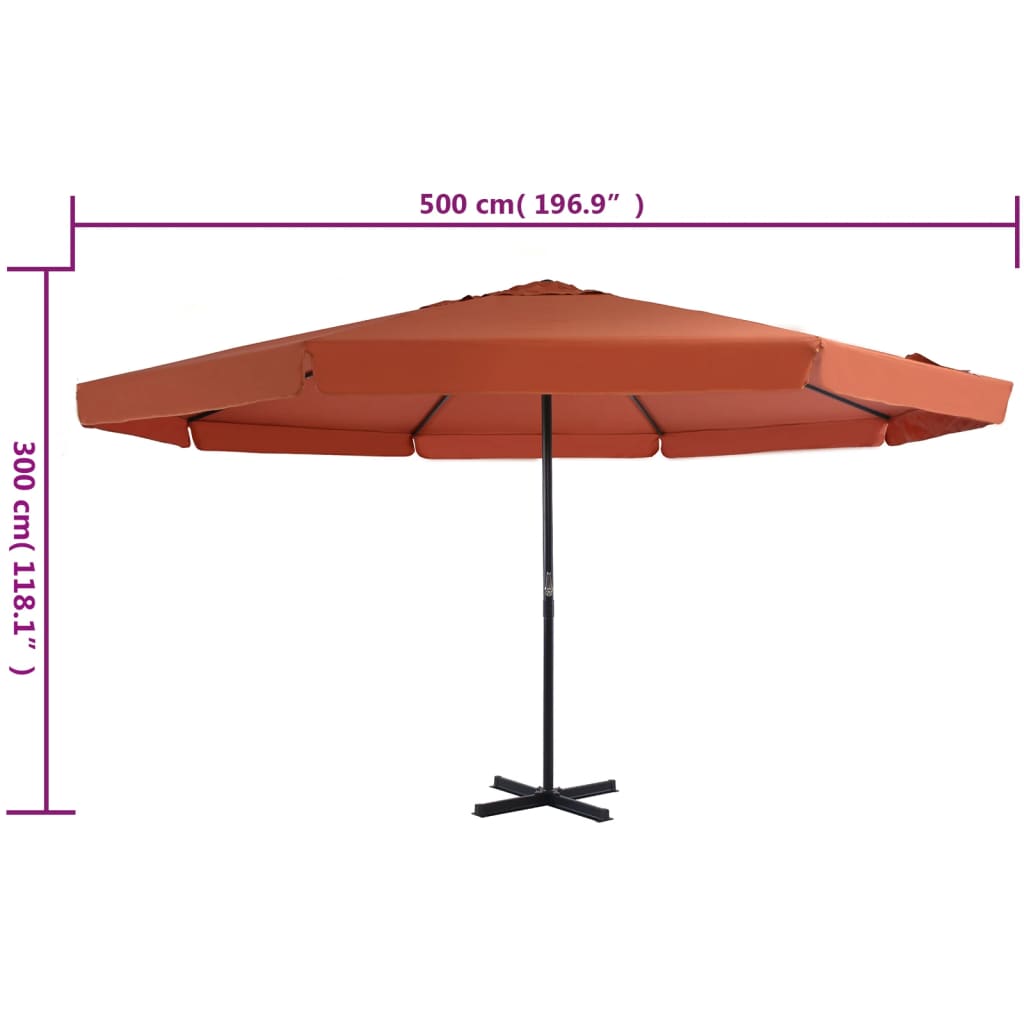 vidaXL Umbrelă de soare exterior cu stâlp aluminiu, cărămiziu, 500 cm vidaXL Umbrelă de soare exterior cu stâlp aluminiu, cărămiziu, 500 cm