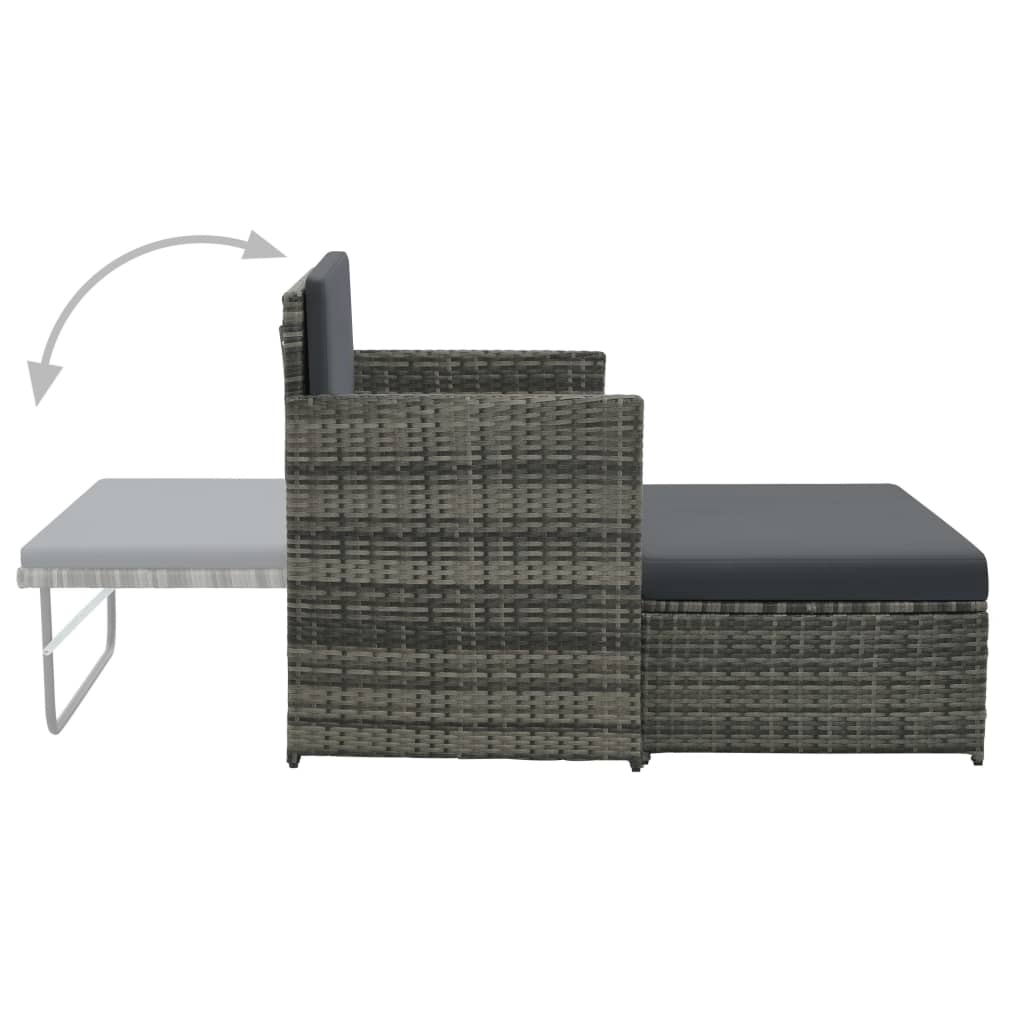 vidaXL Set mobilier de grădină cu perne, 2 piese, gri, poliratan vidaXL Set mobilier de grădină cu perne, 2 piese, gri, poliratan