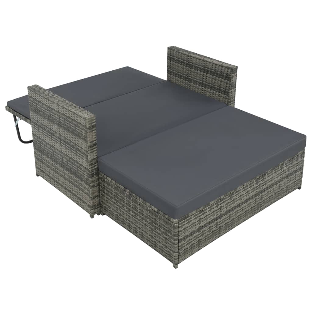 vidaXL Set mobilier de grădină cu perne, 2 piese, gri, poliratan vidaXL Set mobilier de grădină cu perne, 2 piese, gri, poliratan