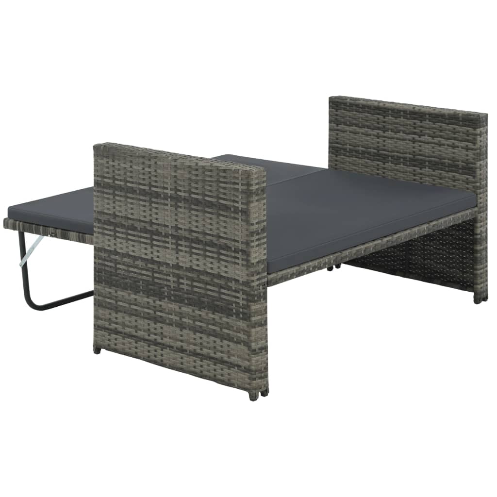 vidaXL Set mobilier de grădină cu perne, 2 piese, gri, poliratan vidaXL Set mobilier de grădină cu perne, 2 piese, gri, poliratan