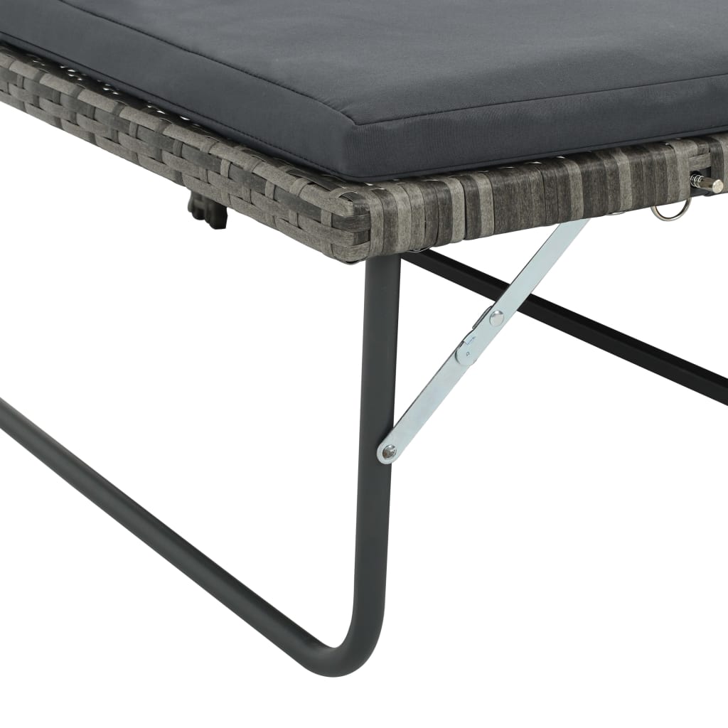 vidaXL Set mobilier de grădină cu perne, 2 piese, gri, poliratan vidaXL Set mobilier de grădină cu perne, 2 piese, gri, poliratan