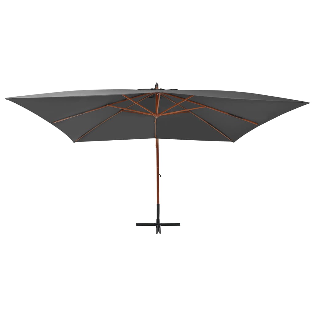 vidaXL Umbrelă în consolă cu stâlp din lemn, antracit, 400 x 300 cm