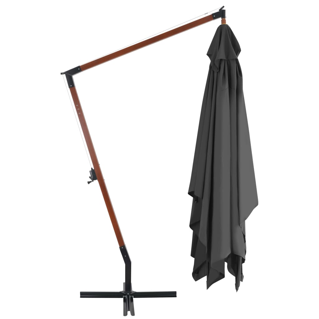 vidaXL Umbrelă în consolă cu stâlp din lemn, antracit, 400 x 300 cm