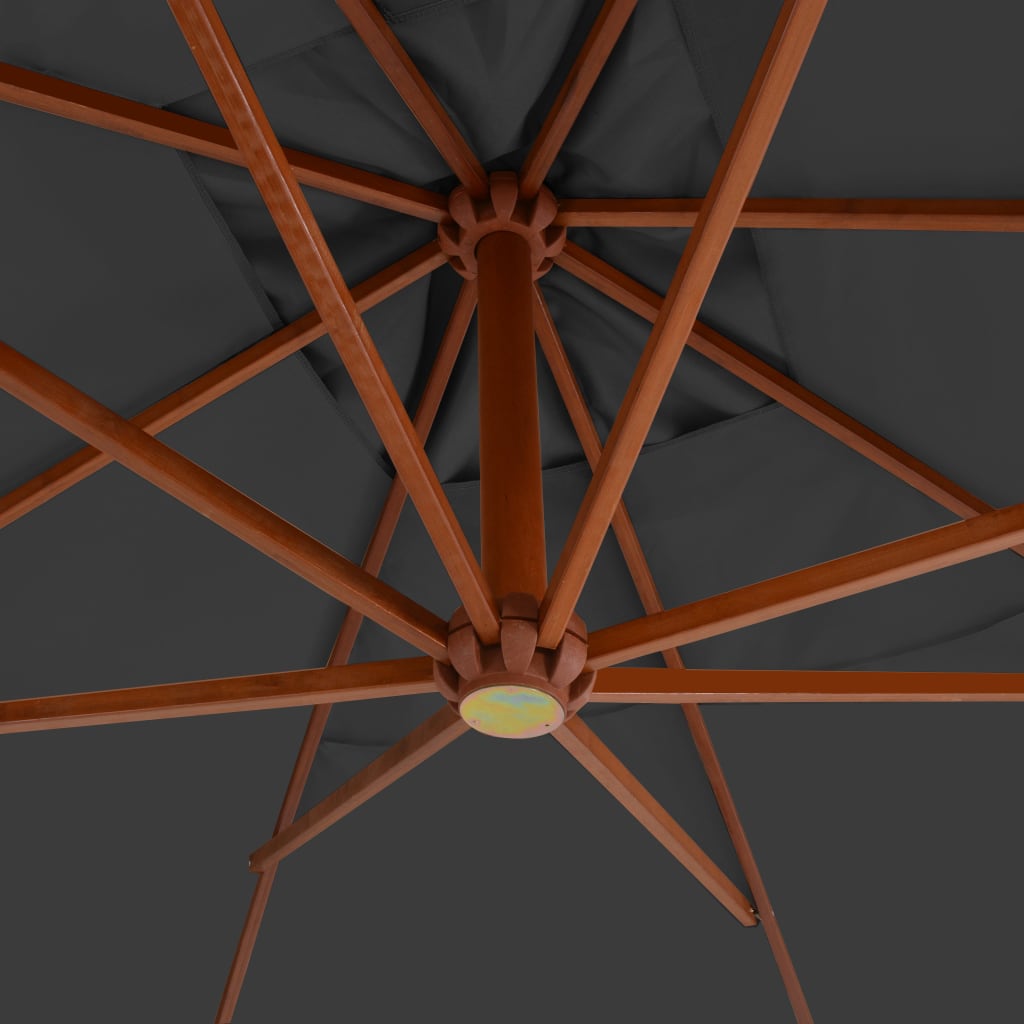 vidaXL Umbrelă în consolă cu stâlp din lemn, antracit, 400 x 300 cm