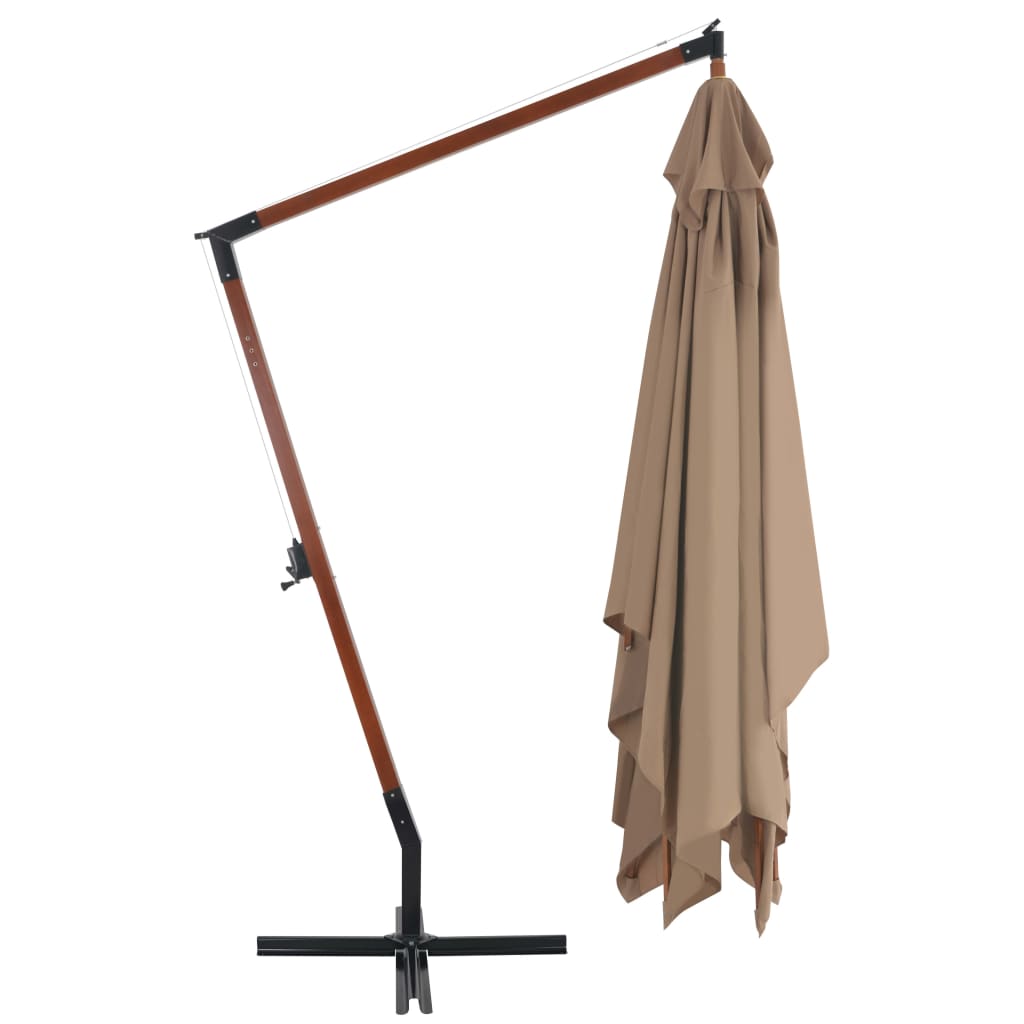 vidaXL Umbrelă consolă de grădină cu stâlp din lemn, taupe, 400x300 cm vidaXL Umbrelă consolă de grădină cu stâlp din lemn, taupe, 400x300 cm