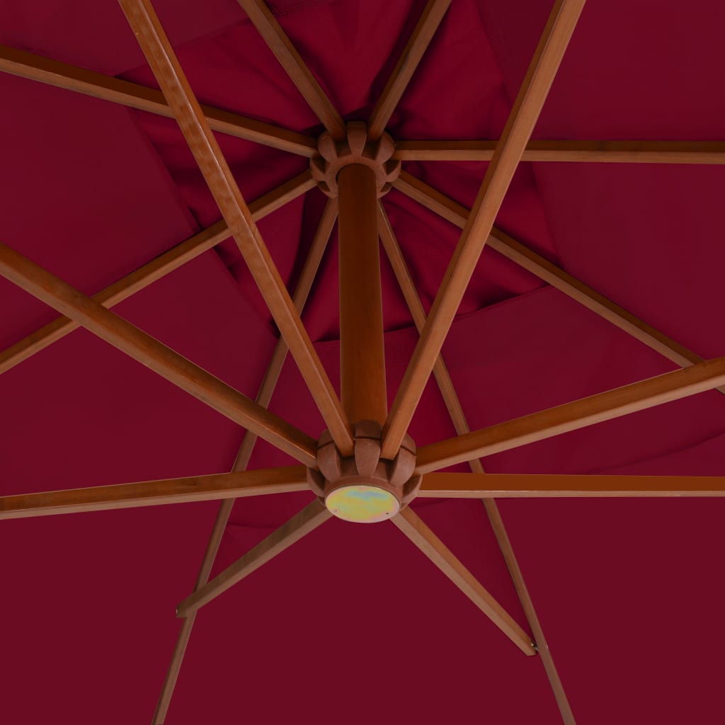 vidaXL Umbrelă consolă de grădină cu stâlp din lemn, bordo, 400x300 cm
