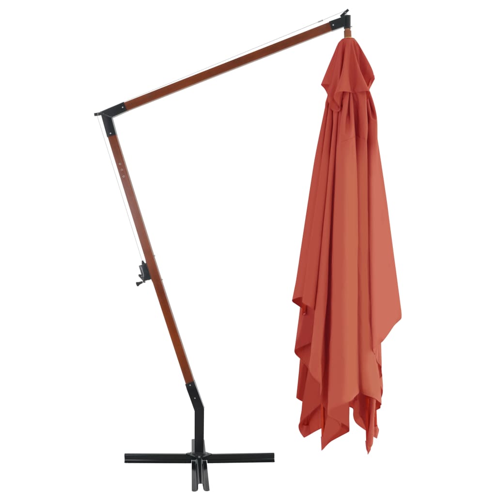 vidaXL Umbrelă în consolă cu stâlp din lemn, cărămiziu, 400x300 cm vidaXL Umbrelă în consolă cu stâlp din lemn, cărămiziu, 400x300 cm