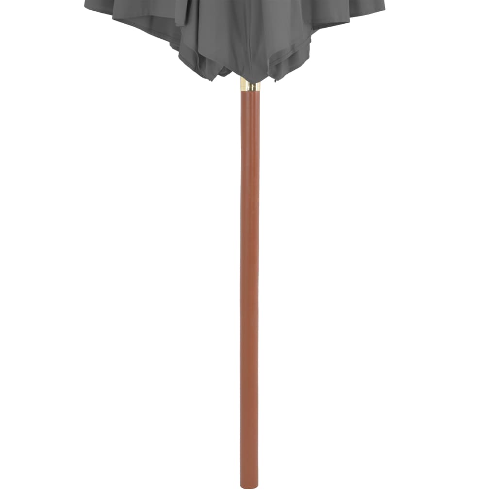 vidaXL Umbrelă de soare de exterior, stâlp din lemn, 300 cm, antracit