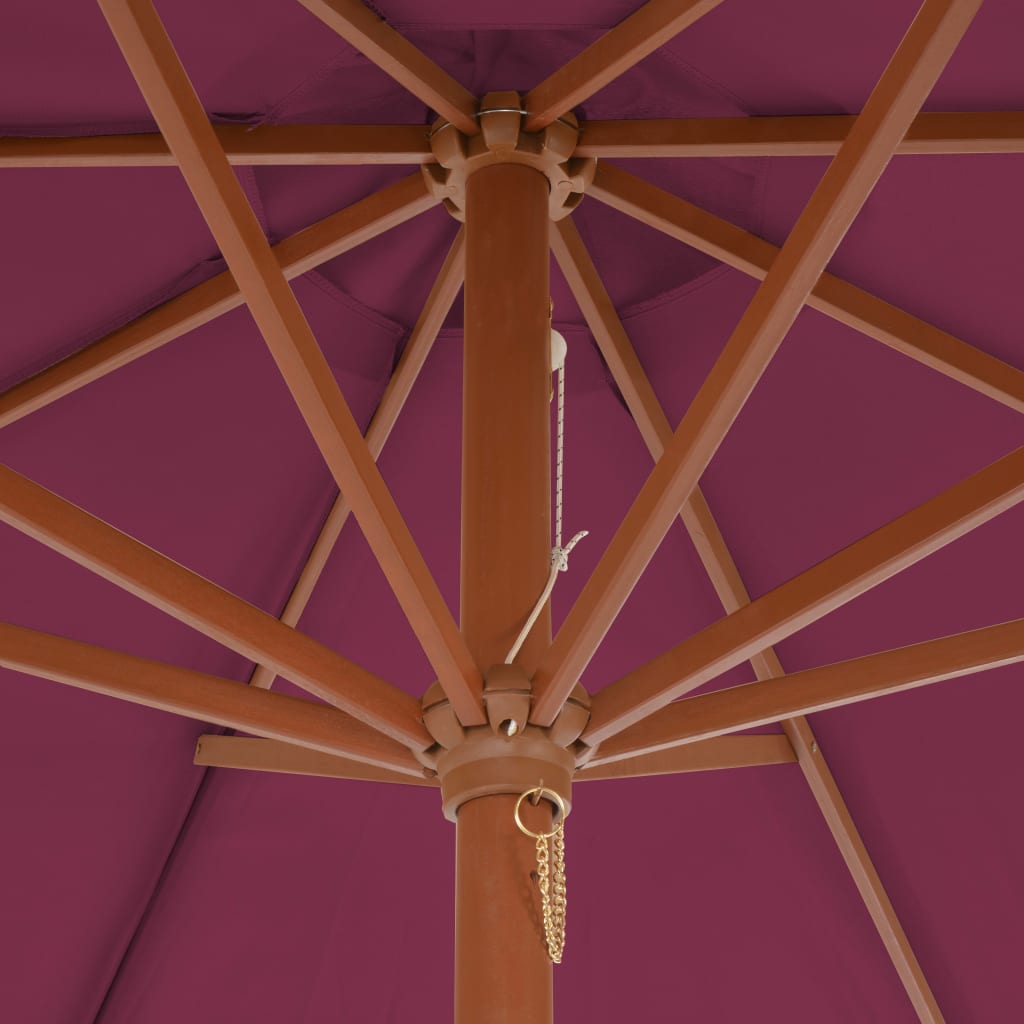 vidaXL Umbrelă de soare exterior, stâlp din lemn, 300 cm, roșu bordo vidaXL Umbrelă de soare exterior, stâlp din lemn, 300 cm, roșu bordo