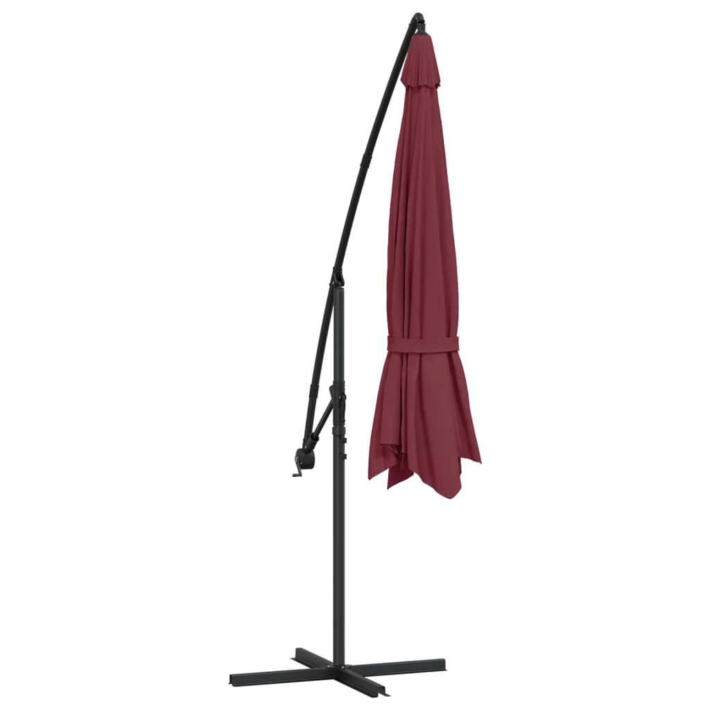 vidaXL Umbrelă consolă de grădină cu stâlp din aluminiu, bordo, 350 cm