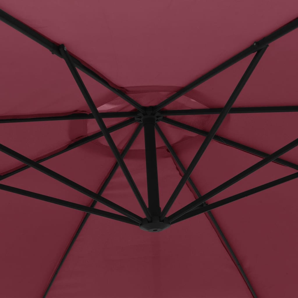 vidaXL Umbrelă consolă de grădină cu stâlp din aluminiu, bordo, 350 cm