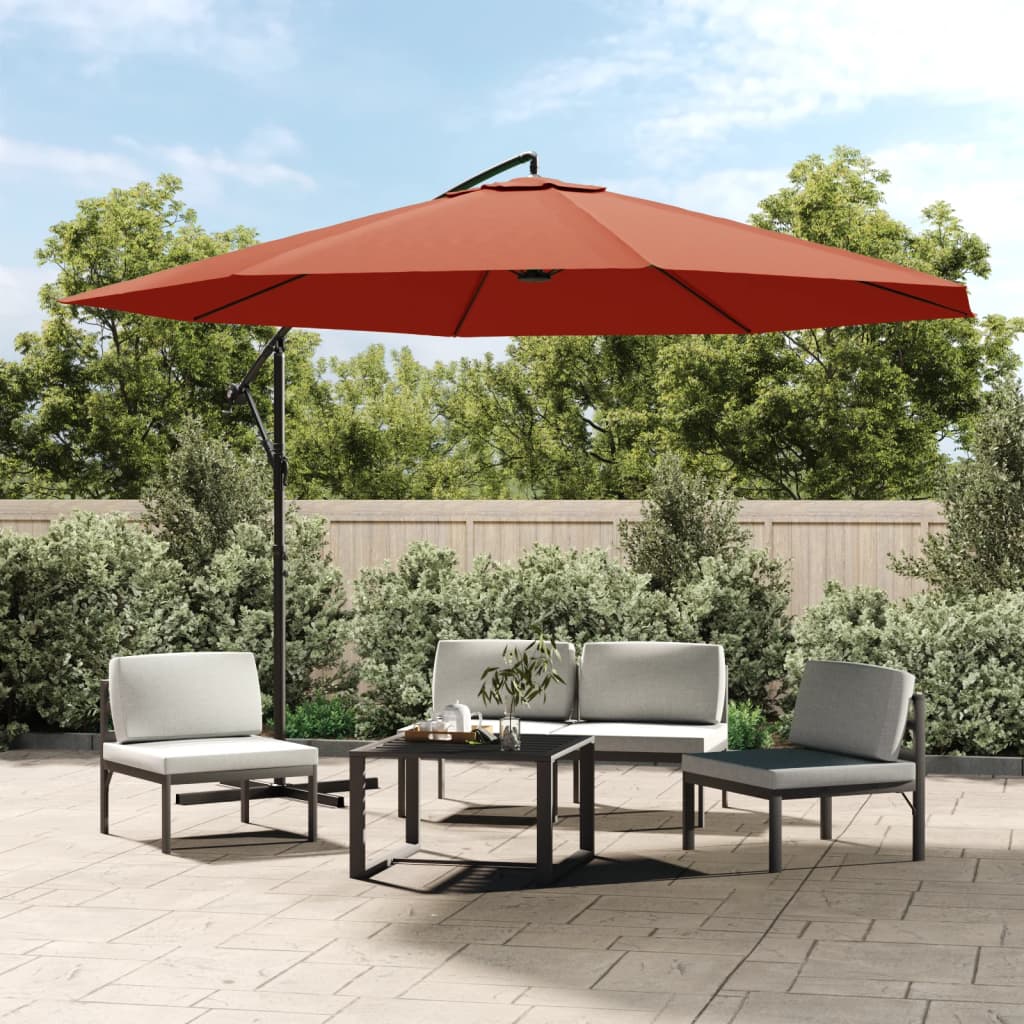 vidaXL Umbrelă în consolă cu stâlp din aluminiu, 350 cm, cărămiziu vidaXL Umbrelă în consolă cu stâlp din aluminiu, 350 cm, cărămiziu