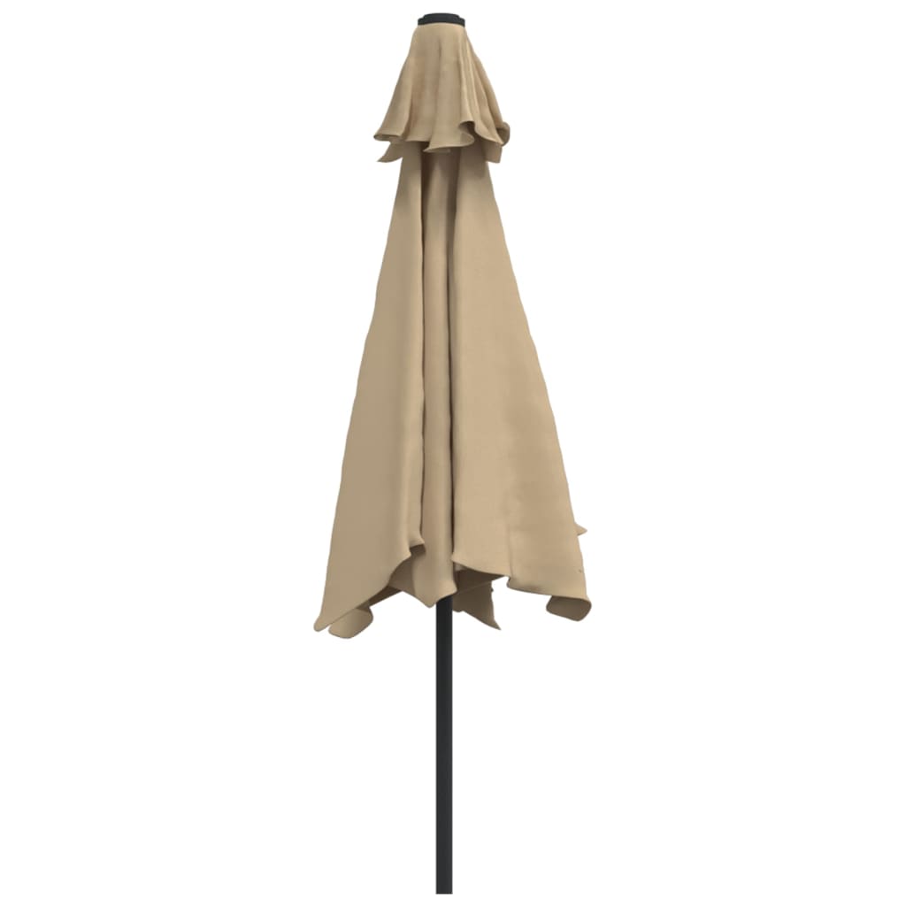 vidaXL Umbrelă de soare exterior, LED-uri și stâlp oțel, taupe, 300 cm vidaXL Umbrelă de soare exterior, LED-uri și stâlp oțel, taupe, 300 cm