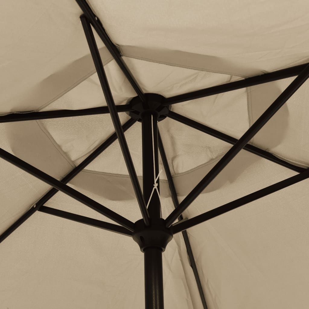 vidaXL Umbrelă de soare exterior, LED-uri și stâlp oțel, taupe, 300 cm vidaXL Umbrelă de soare exterior, LED-uri și stâlp oțel, taupe, 300 cm