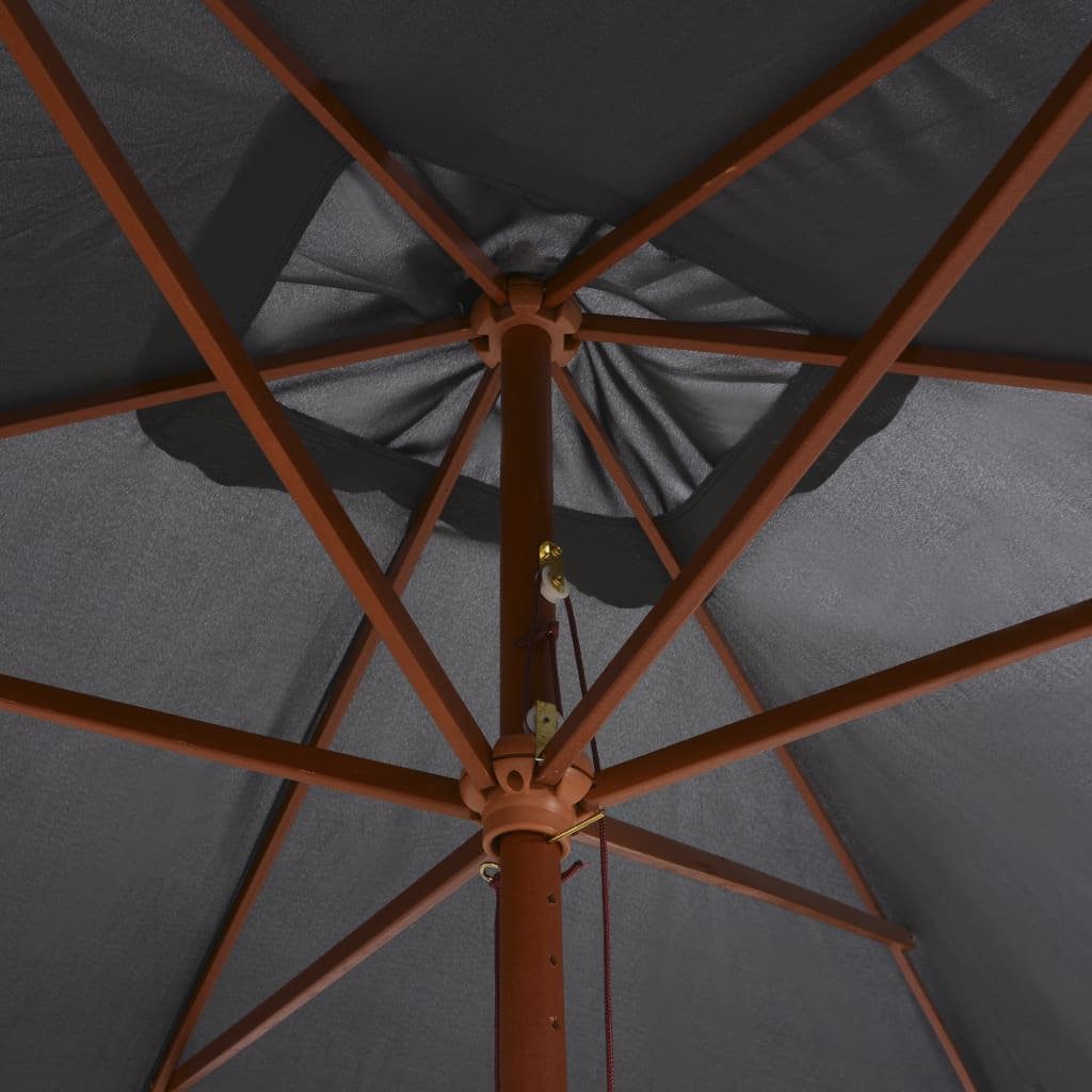 vidaXL Umbrelă de soare exterior, stâlp lemn, 200x300 cm, antracit vidaXL Umbrelă de soare exterior, stâlp lemn, 200x300 cm, antracit