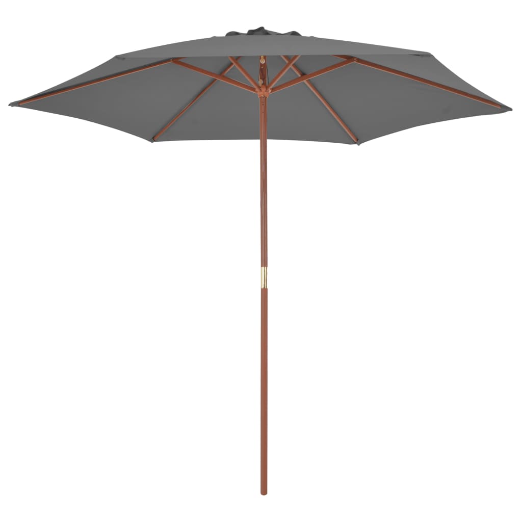 vidaXL Umbrelă de soare de exterior, stâlp din lemn, antracit, 270 cm vidaXL Umbrelă de soare de exterior, stâlp din lemn, antracit, 270 cm