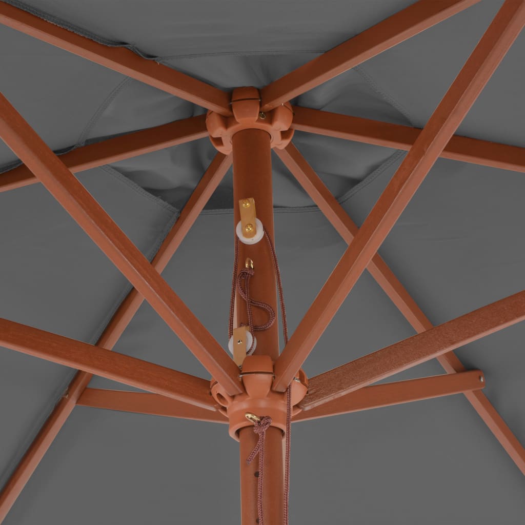 vidaXL Umbrelă de soare de exterior, stâlp din lemn, antracit, 270 cm vidaXL Umbrelă de soare de exterior, stâlp din lemn, antracit, 270 cm