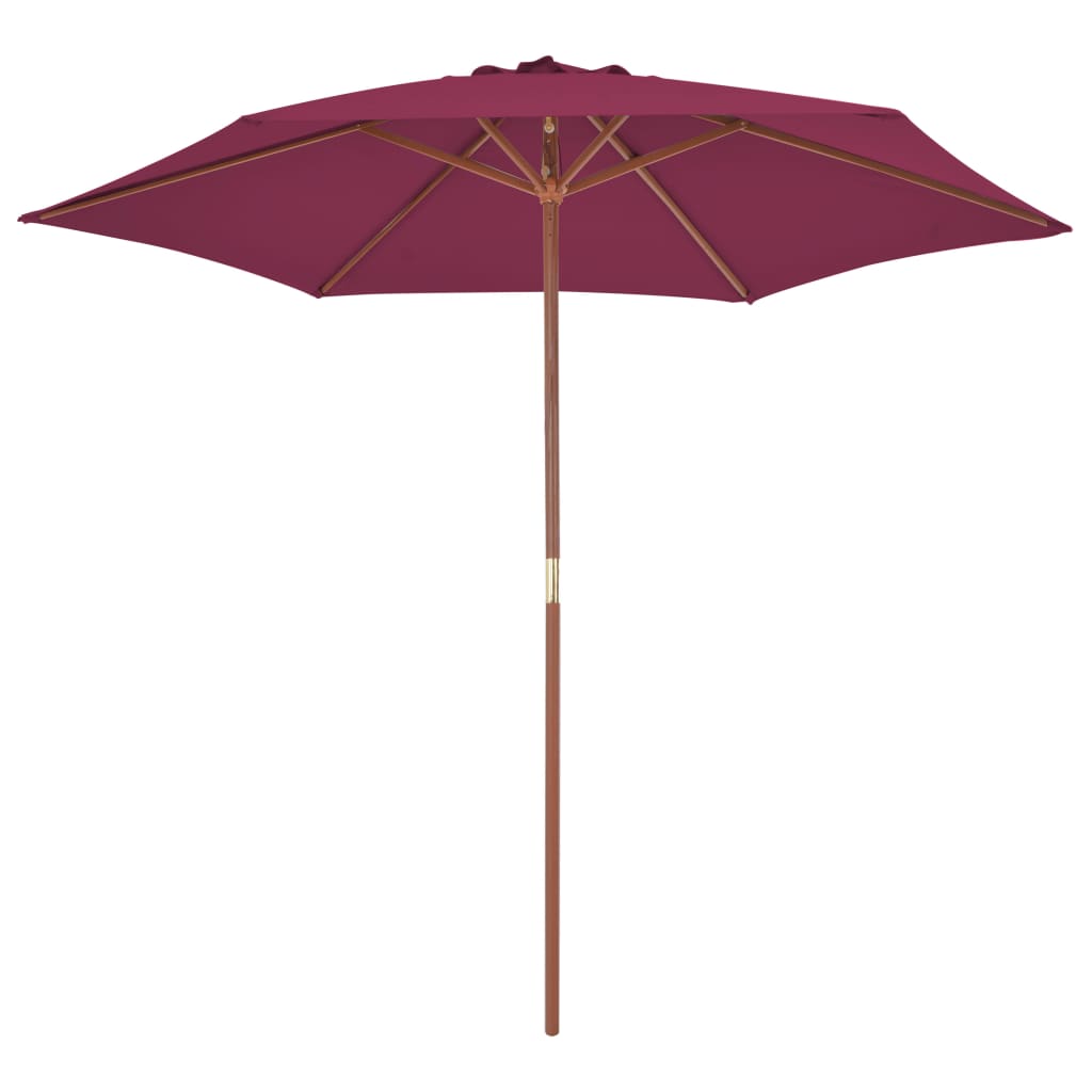vidaXL Umbrelă de soare de exterior, stâlp lemn, roșu bordo, 270 cm vidaXL Umbrelă de soare de exterior, stâlp lemn, roșu bordo, 270 cm