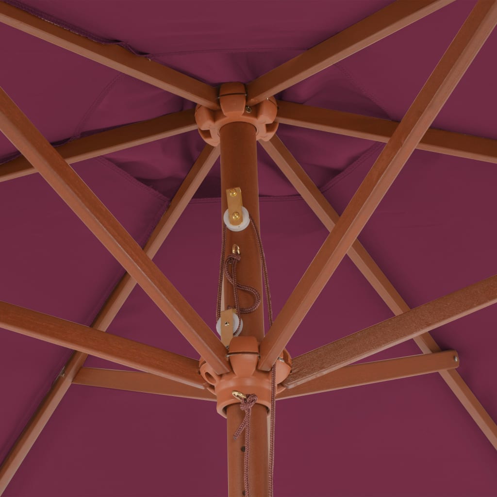 vidaXL Umbrelă de soare de exterior, stâlp lemn, roșu bordo, 270 cm vidaXL Umbrelă de soare de exterior, stâlp lemn, roșu bordo, 270 cm