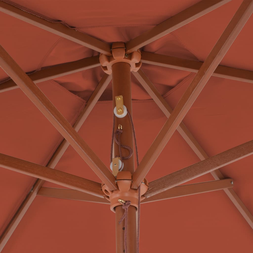 vidaXL Umbrelă de soare de exterior, stâlp din lemn, cărămiziu, 270 cm
