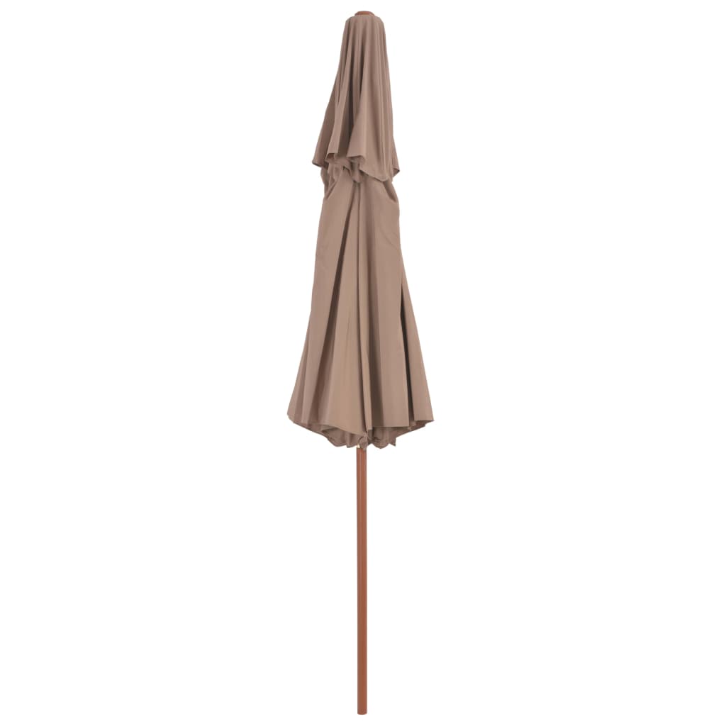 vidaXL Umbrelă de soare dublă, stâlp din lemn, 270 cm, gri taupe