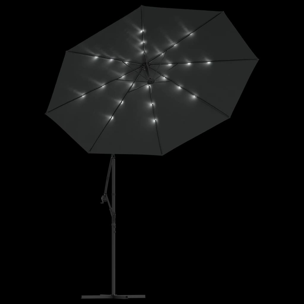 vidaXL Umbrelă suspendată cu LED și stâlp din oțel, antracit, 300 cm vidaXL Umbrelă suspendată cu LED și stâlp din oțel, antracit, 300 cm