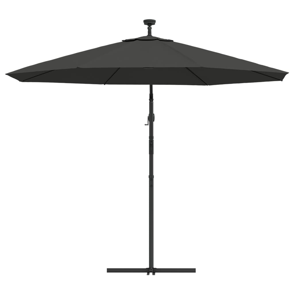 vidaXL Umbrelă suspendată cu LED și stâlp din oțel, antracit, 300 cm vidaXL Umbrelă suspendată cu LED și stâlp din oțel, antracit, 300 cm
