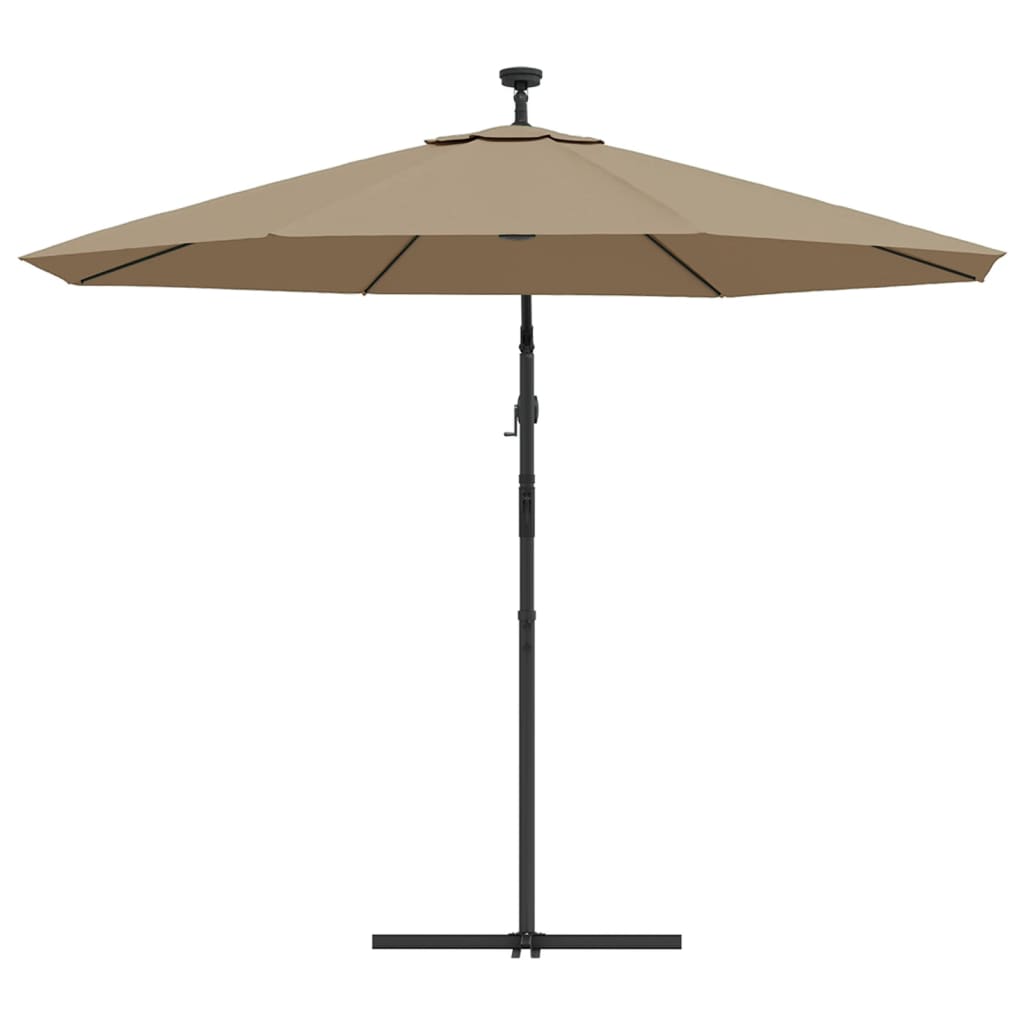 vidaXL Umbrelă în consolă cu LED și stâlp din oțel, taupe, 300 cm vidaXL Umbrelă în consolă cu LED și stâlp din oțel, taupe, 300 cm