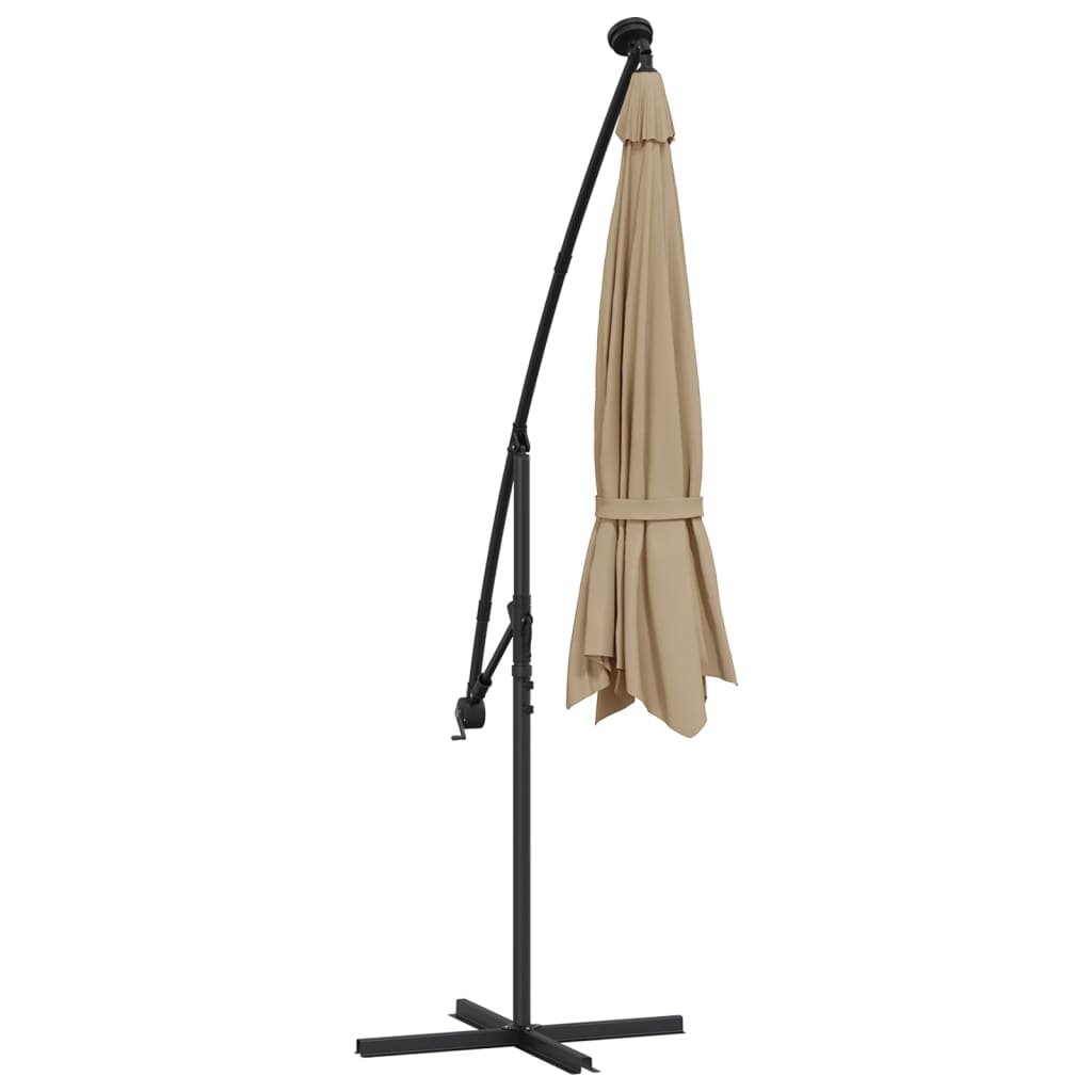 vidaXL Umbrelă în consolă cu LED și stâlp din oțel, taupe, 300 cm vidaXL Umbrelă în consolă cu LED și stâlp din oțel, taupe, 300 cm