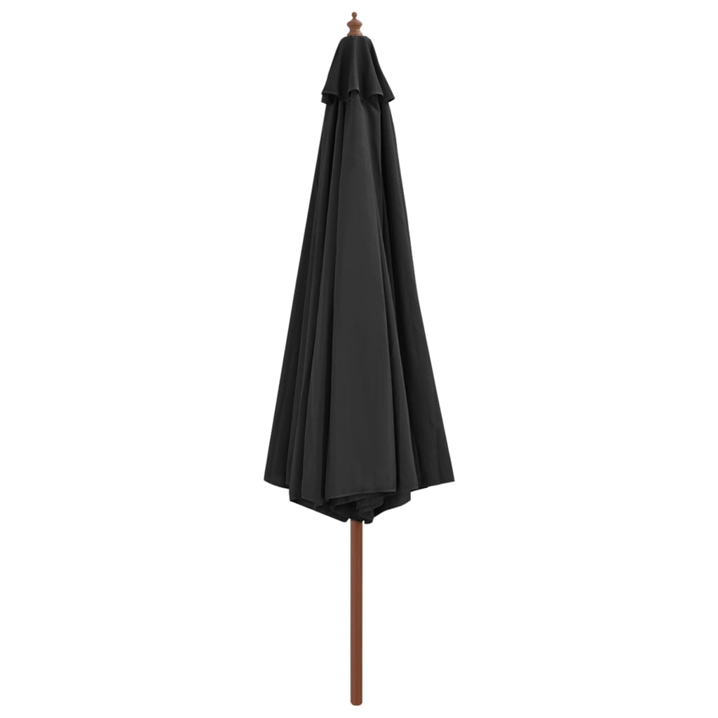vidaXL Umbrelă de soare de exterior, stâlp din lemn, antracit, 350 cm