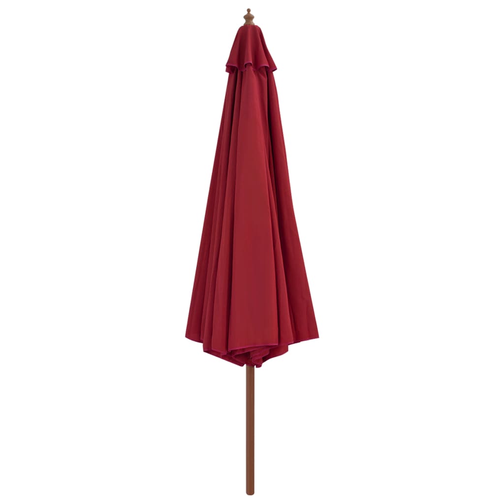 vidaXL Umbrelă de soare de exterior cu stâlp din lemn, vișiniu, 350 cm vidaXL Umbrelă de soare de exterior cu stâlp din lemn, vișiniu, 350 cm