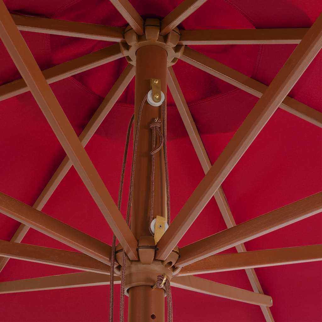 vidaXL Umbrelă de soare de exterior cu stâlp din lemn, vișiniu, 350 cm vidaXL Umbrelă de soare de exterior cu stâlp din lemn, vișiniu, 350 cm