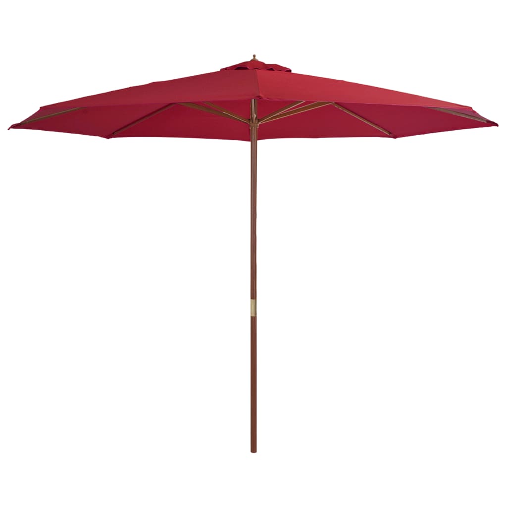 vidaXL Umbrelă de soare de exterior cu stâlp din lemn, vișiniu, 350 cm vidaXL Umbrelă de soare de exterior cu stâlp din lemn, vișiniu, 350 cm
