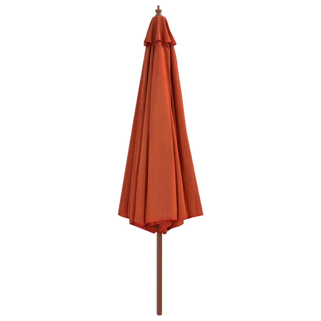 vidaXL Umbrelă de soare de exterior, stâlp lemn, cărămiziu, 350 cm vidaXL Umbrelă de soare de exterior, stâlp lemn, cărămiziu, 350 cm